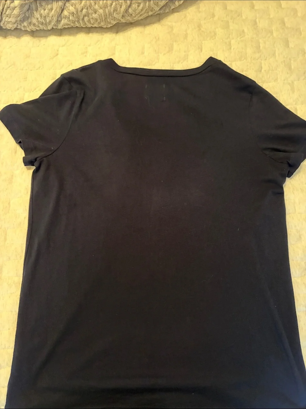 J. Crew Navy Short Sleeve V-Neck Top with Sequin Trim